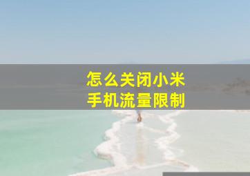 怎么关闭小米手机流量限制