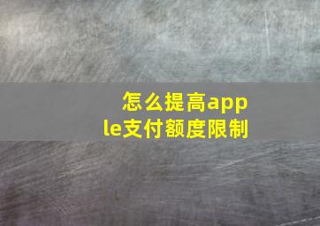 怎么提高apple支付额度限制