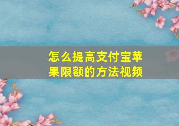 怎么提高支付宝苹果限额的方法视频