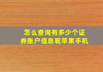 怎么查询有多少个证券账户信息呢苹果手机