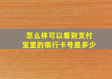 怎么样可以看到支付宝里的银行卡号是多少