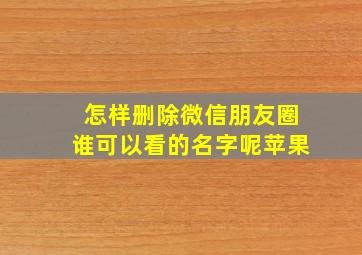 怎样删除微信朋友圈谁可以看的名字呢苹果