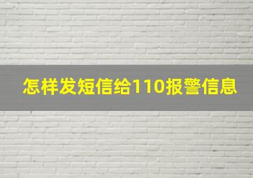 怎样发短信给110报警信息