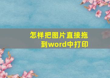 怎样把图片直接拖到word中打印