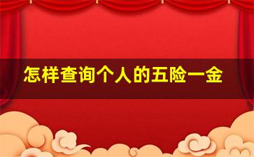 怎样查询个人的五险一金