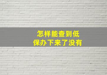 怎样能查到低保办下来了没有