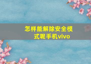 怎样能解除安全模式呢手机vivo