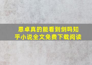 恩卓真的能看到剑吗知乎小说全文免费下载阅读