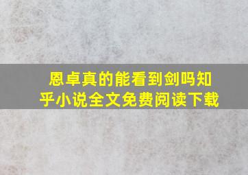 恩卓真的能看到剑吗知乎小说全文免费阅读下载