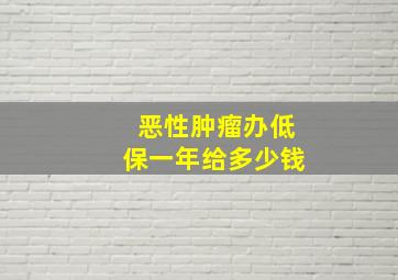 恶性肿瘤办低保一年给多少钱