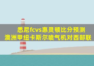 悉尼fcvs惠灵顿比分预测澳洲甲纽卡斯尔喷气机对西部联