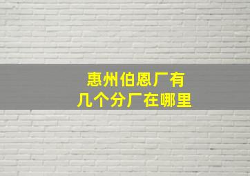 惠州伯恩厂有几个分厂在哪里