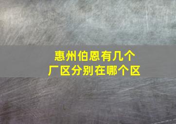 惠州伯恩有几个厂区分别在哪个区