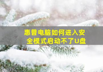 惠普电脑如何进入安全模式启动不了U盘