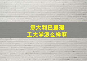 意大利巴里理工大学怎么样啊