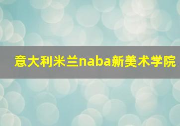 意大利米兰naba新美术学院