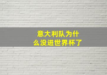 意大利队为什么没进世界杯了