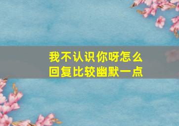 我不认识你呀怎么回复比较幽默一点