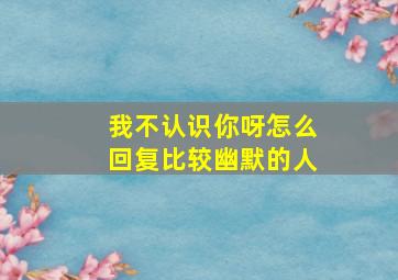 我不认识你呀怎么回复比较幽默的人