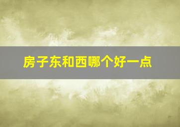 房子东和西哪个好一点