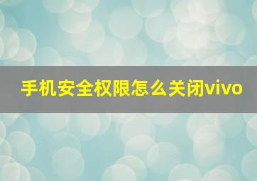 手机安全权限怎么关闭vivo