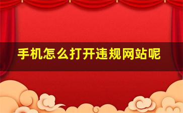 手机怎么打开违规网站呢