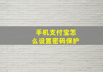 手机支付宝怎么设置密码保护