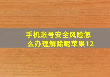 手机账号安全风险怎么办理解除呢苹果12