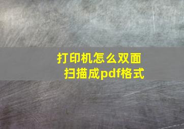 打印机怎么双面扫描成pdf格式