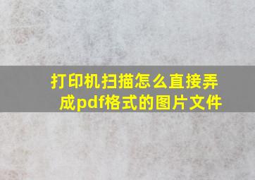 打印机扫描怎么直接弄成pdf格式的图片文件