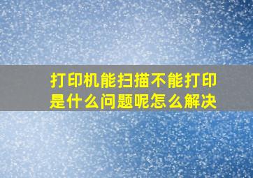 打印机能扫描不能打印是什么问题呢怎么解决