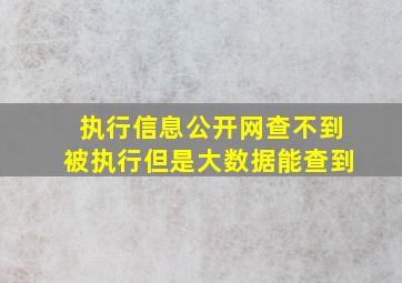 执行信息公开网查不到被执行但是大数据能查到