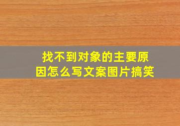 找不到对象的主要原因怎么写文案图片搞笑