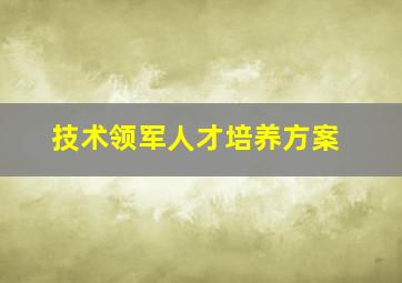 技术领军人才培养方案