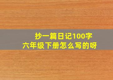 抄一篇日记100字六年级下册怎么写的呀