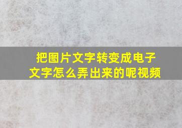 把图片文字转变成电子文字怎么弄出来的呢视频