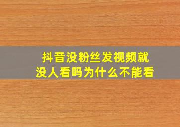 抖音没粉丝发视频就没人看吗为什么不能看