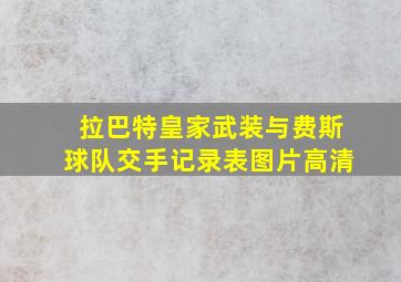 拉巴特皇家武装与费斯球队交手记录表图片高清