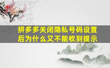 拼多多关闭隐私号码设置后为什么又不能收到提示