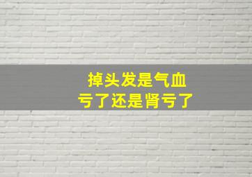 掉头发是气血亏了还是肾亏了