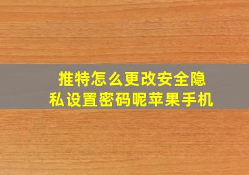 推特怎么更改安全隐私设置密码呢苹果手机