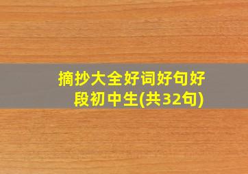 摘抄大全好词好句好段初中生(共32句)