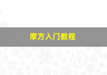 摩方入门教程