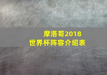 摩洛哥2018世界杯阵容介绍表