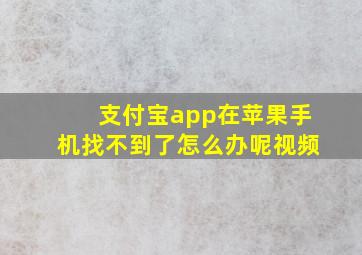 支付宝app在苹果手机找不到了怎么办呢视频