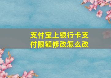 支付宝上银行卡支付限额修改怎么改