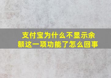 支付宝为什么不显示余额这一项功能了怎么回事