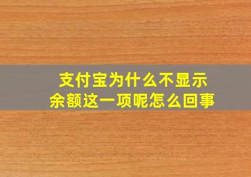 支付宝为什么不显示余额这一项呢怎么回事