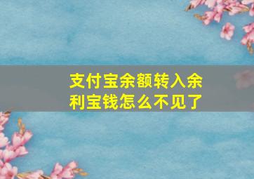 支付宝余额转入余利宝钱怎么不见了