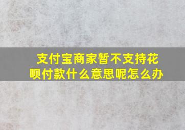 支付宝商家暂不支持花呗付款什么意思呢怎么办